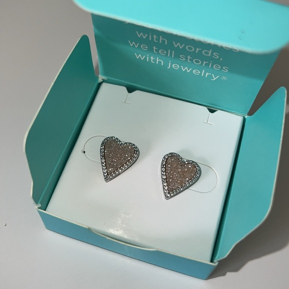 Origami Owl SILVER + ROSE QUARTZ HEART Earrings - Picture 4 of 4